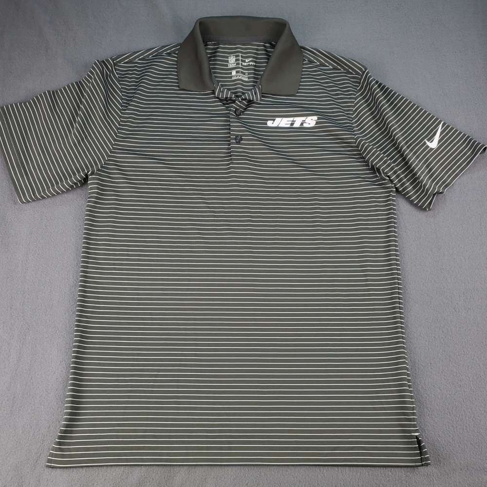 NFL New York Jets Nike Dri-FIT Polo Shirt Striped Mens Small Football - Picture 2 of 7